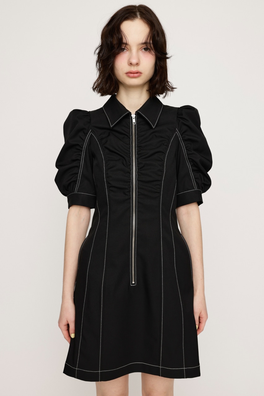 SLY | FRONT ZIP GATHER ショートワンピース (ワンピース(ミニ