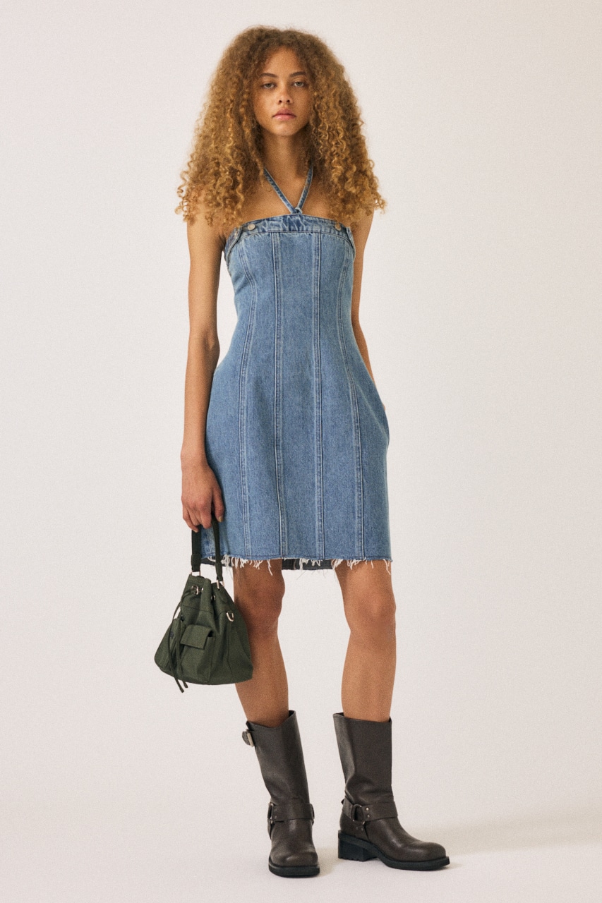 MOUSSY | DENIM BARETOP MINI ワンピース (ワンピース(ミニ
