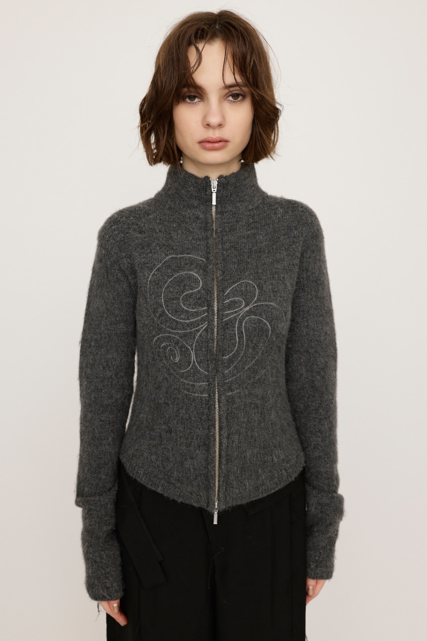 SLY | EMBROIDERY ZIP UP トップス (ニット ) |SHEL'TTER WEBSTORE