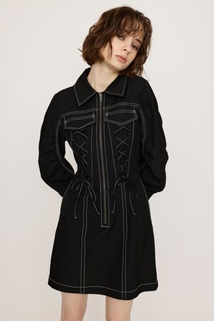 SLY | LACE UP GATHER ショートワンピース (ワンピース(ミニ