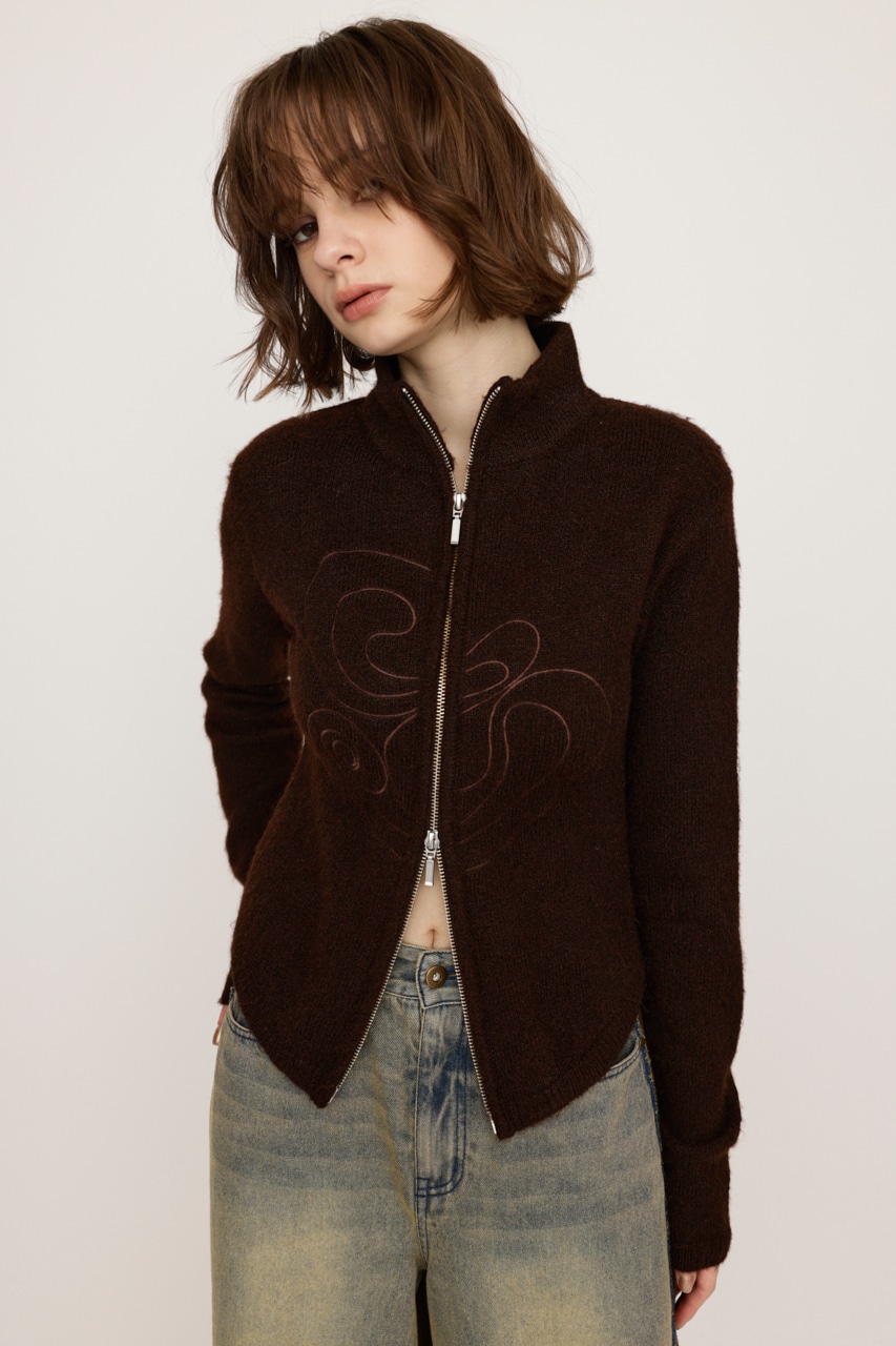 SLY | EMBROIDERY ZIP UP トップス (ニット ) |SHEL'TTER WEBSTORE