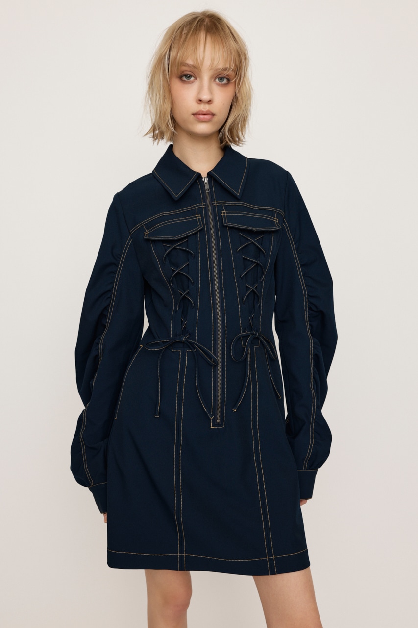 SLY | LACE UP GATHER ショートワンピース (ワンピース(ミニ