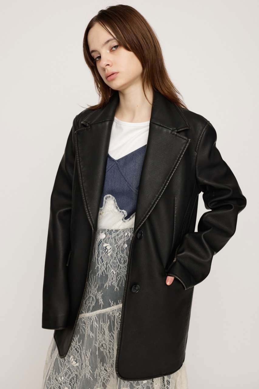 SLY | VINTAGE F／LEATHER TAILORED ジャケット (ジャケット ) |SHEL