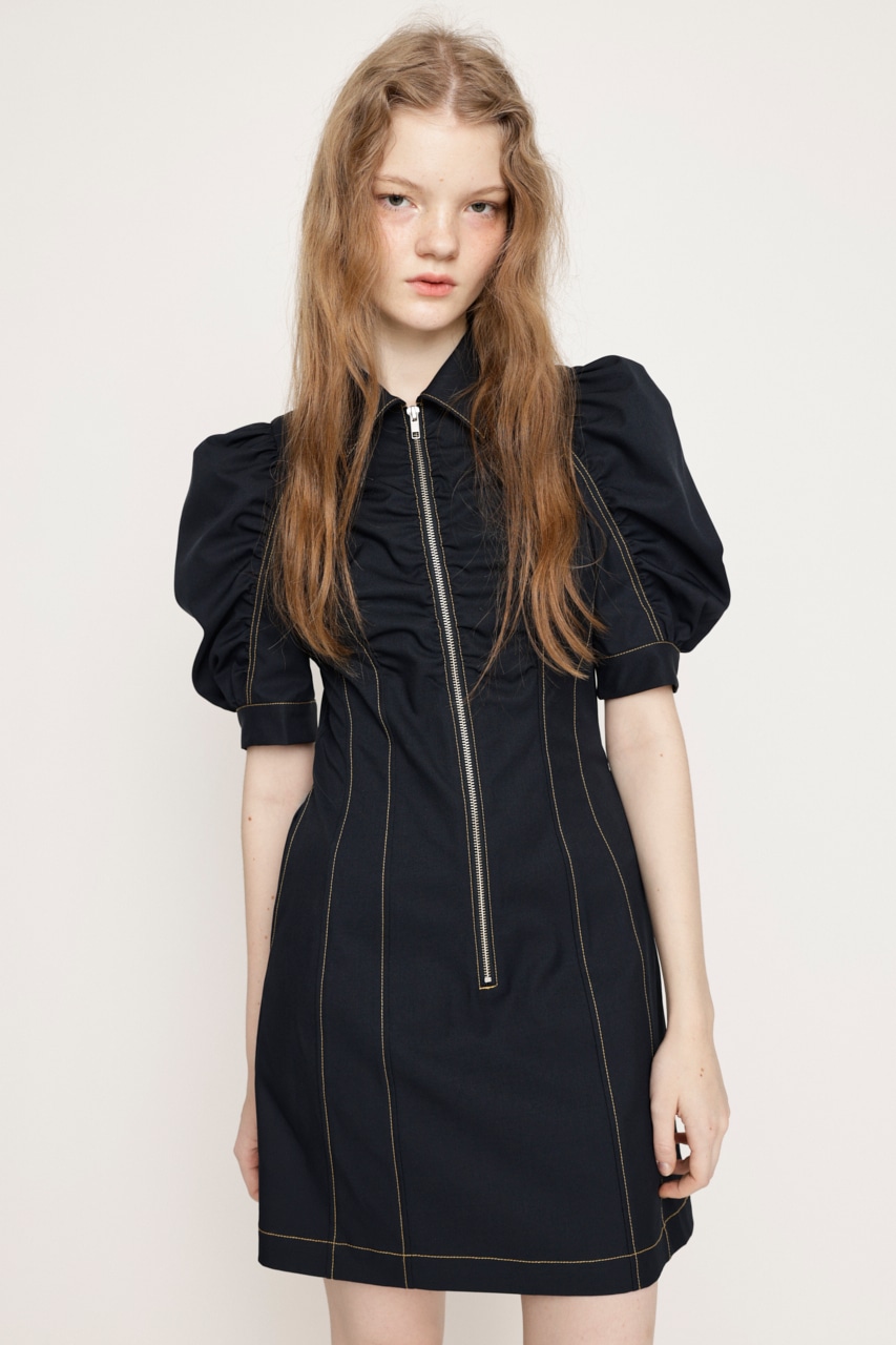 SLY | FRONT ZIP GATHER ショートワンピース (ワンピース(ミニ