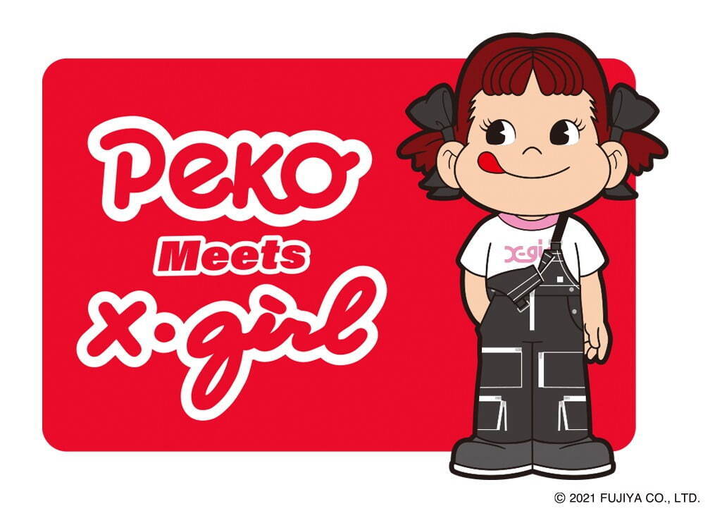 X-girl×ペコちゃんのコラボコレクション、ダブルネームTシャツや商品