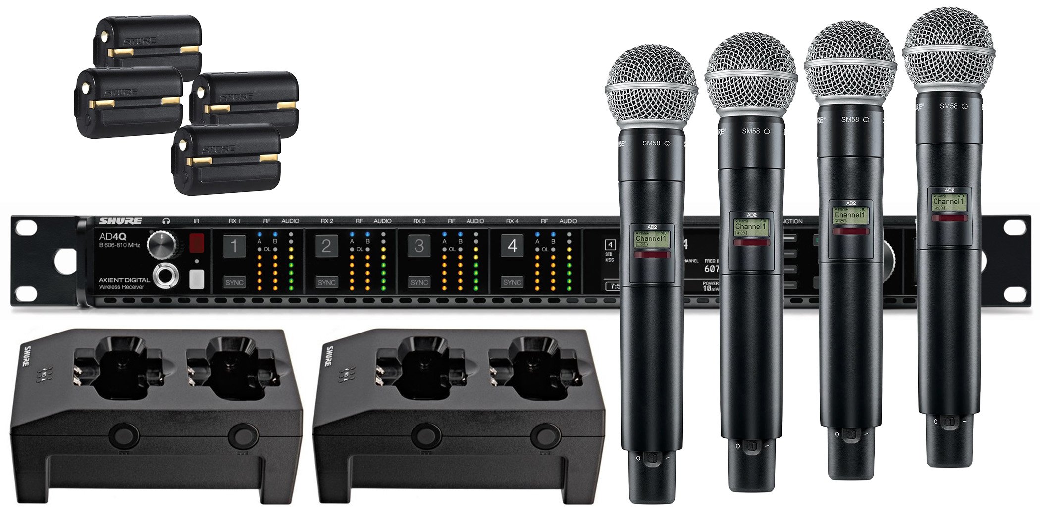 Shure AD24Q/SM58-G57 Axient Quad Channel Handheld Wireless Bundle