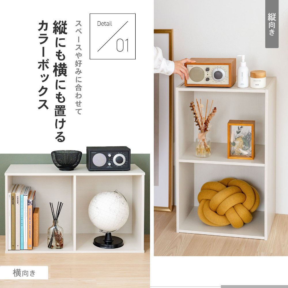 LIFELEX 2段A4カラーボックス ウッドホワイト β(単品 ウッドホワイト