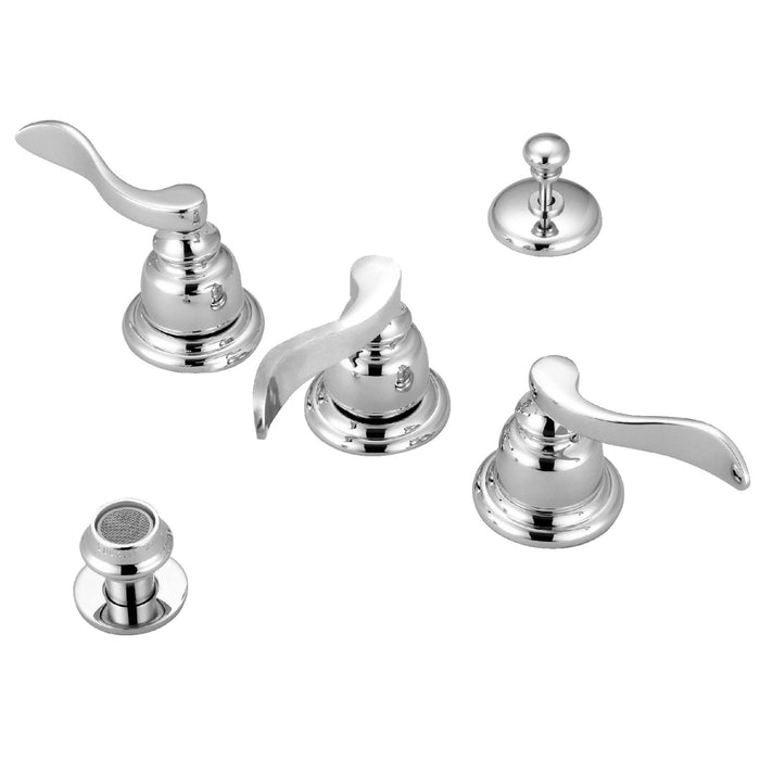 Kingston Tulare KB8321NFL - NuWave French Three-Handle Deck Mount Bide