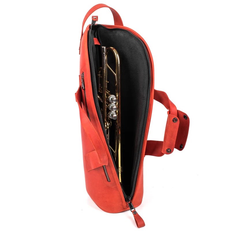MG Leather Work シングル トランペット用ソフトケース CrazyHorse Red