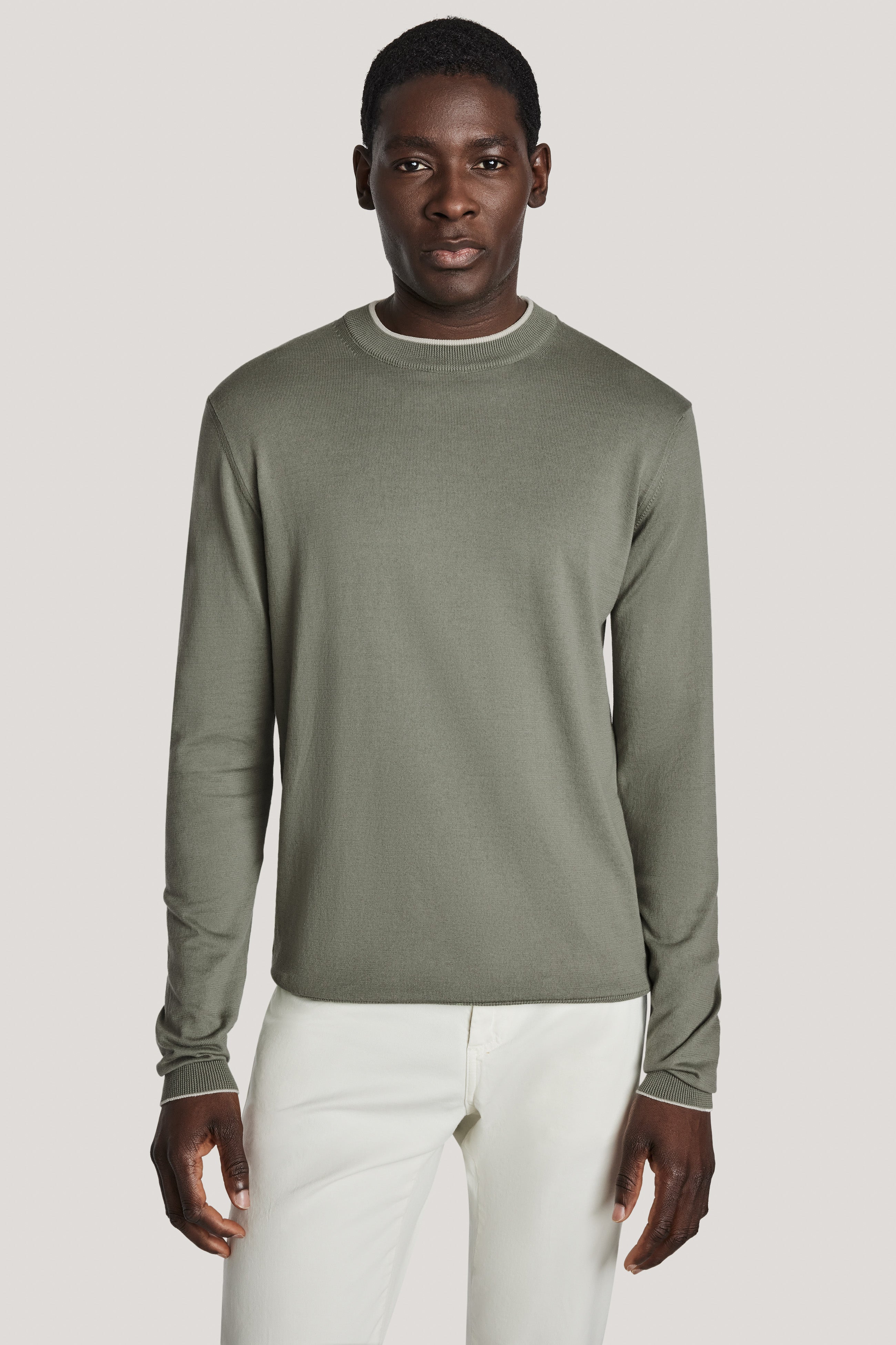 Black Long Sleeve Mock Neck - Merino Wool and Silk Blend | Jack Victor