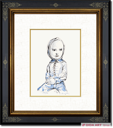 藤田嗣治 青い服の少女 | 絵画など美術品の販売と買取 | 東京・銀座