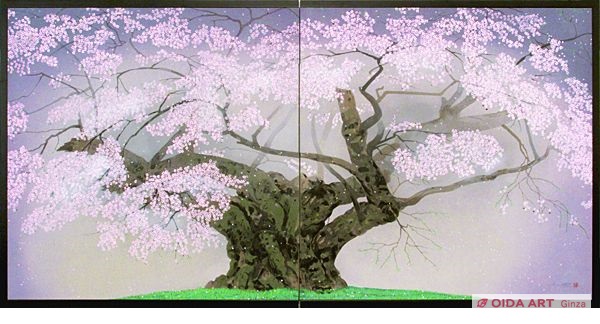 中島千波 樹霊淡墨櫻（屏風） | 絵画など美術品の販売と買取 | 東京