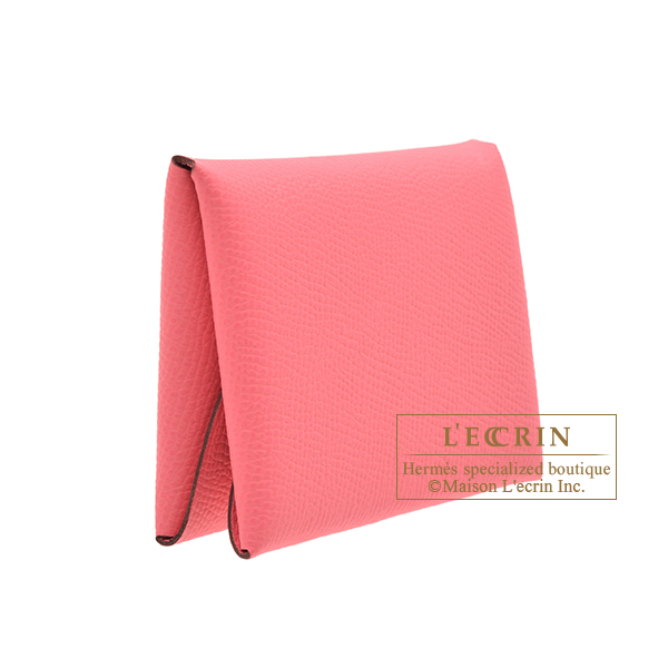 Hermes Calvi Duo Rose azalee Epsom leather Silver hardware | L