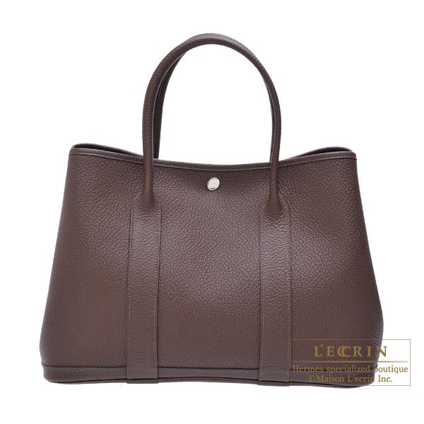 Hermes Garden Party bag 36/PM Moka Country leather Silver hardware