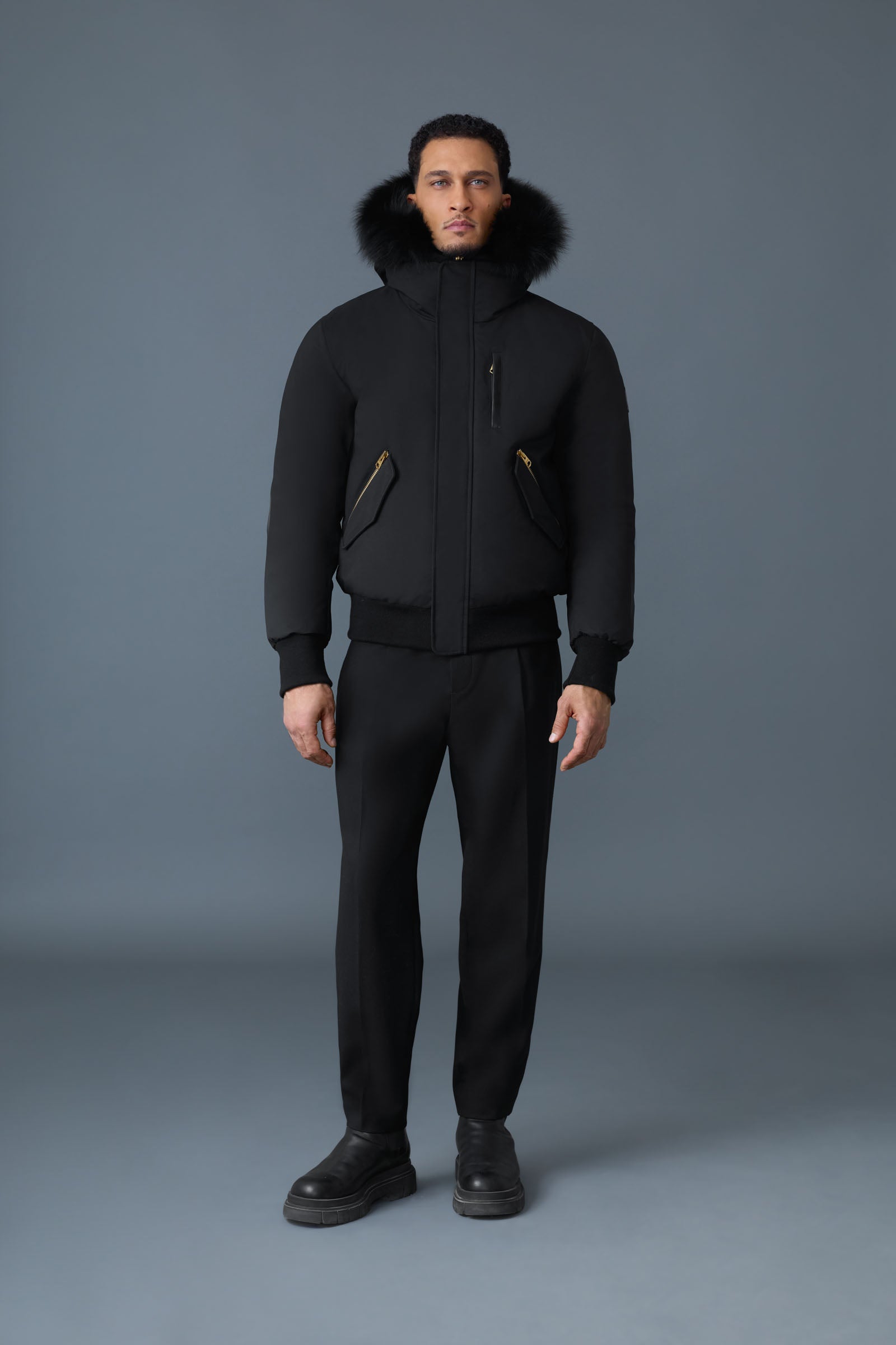 Dixon-BX, 2-in-1 Nordic Tech down bomber with blue fox fur for men