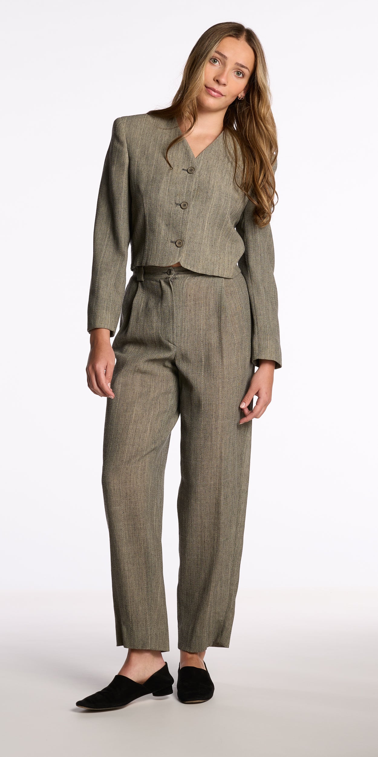 Giorgio Armani 1990s Gray Wool Cropped Suit - Manifold Vintage