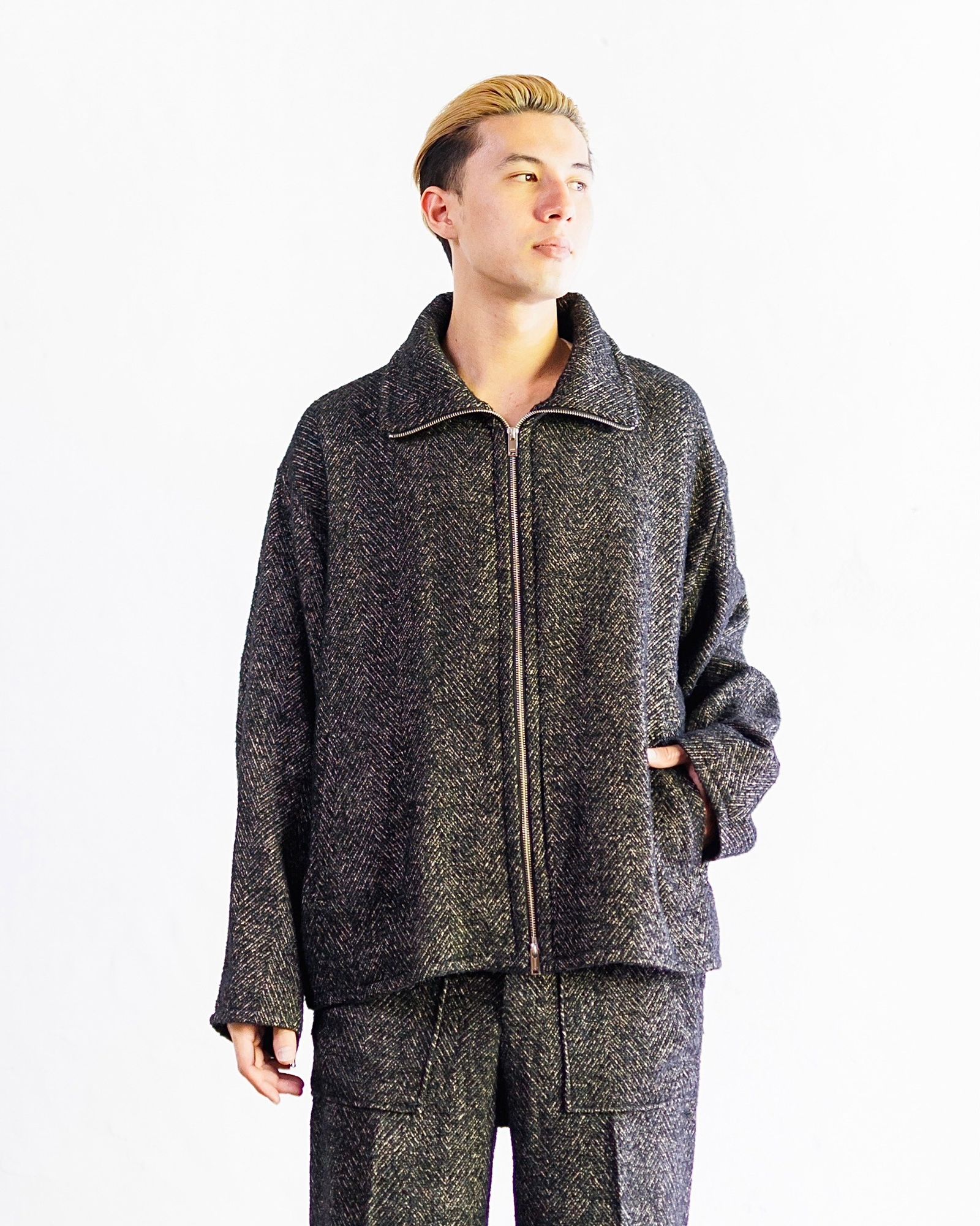 YOKE - ヨーク24FW TWEED STAND COLLAR ZIP BLOUSON (YK24FW0727B