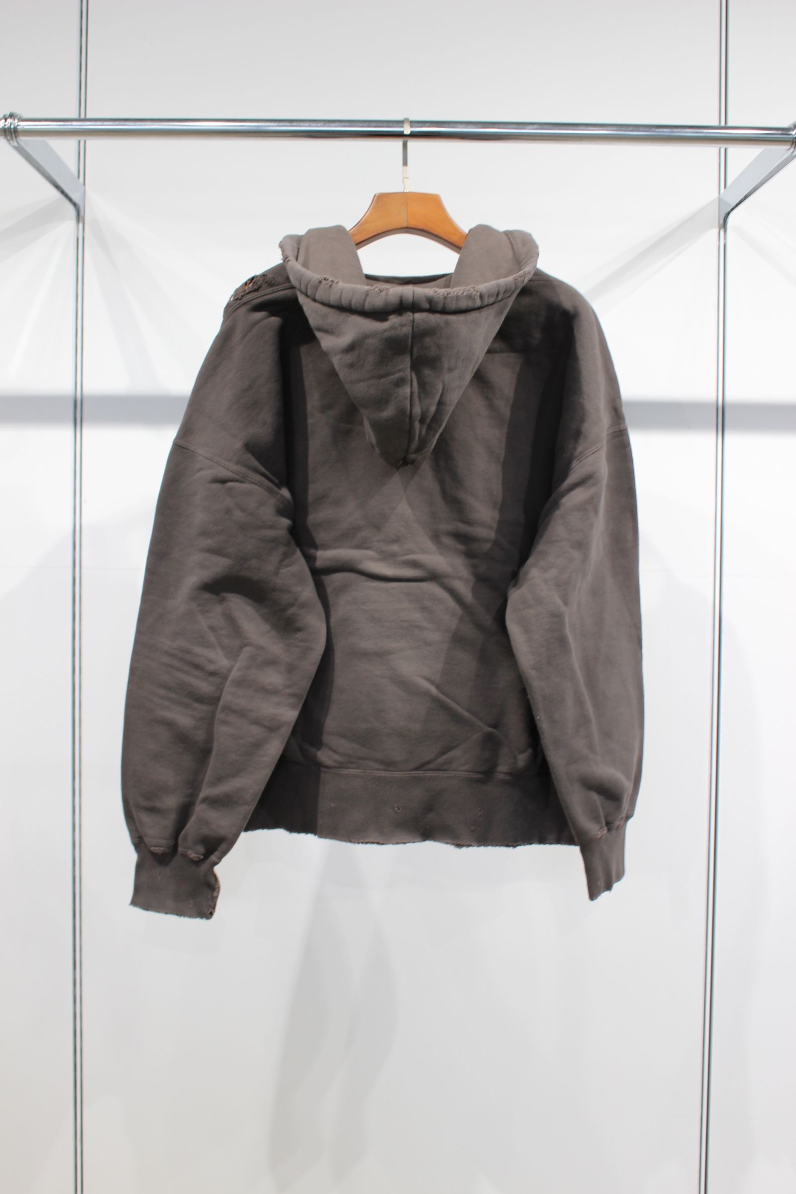 ANCELLM - DYED DAMAGE HOODIE/F.BLACK | NapsNote