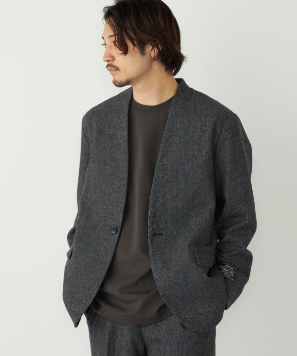 SHIPS Colors:T/W ツイード ノーカラー ジャケット(セットアップ対応