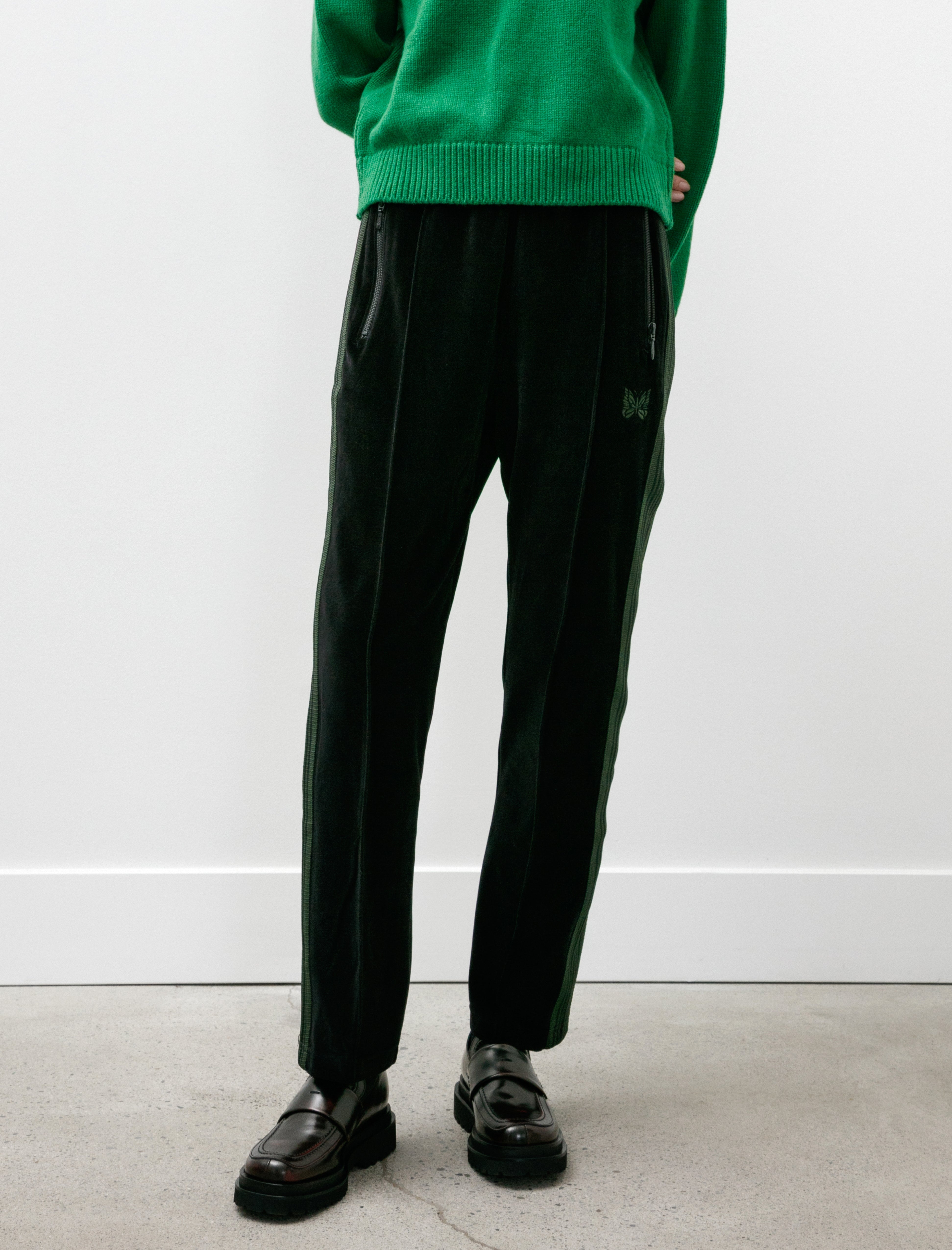 Needles Narrow Track Pants Velour Black – Neighbour