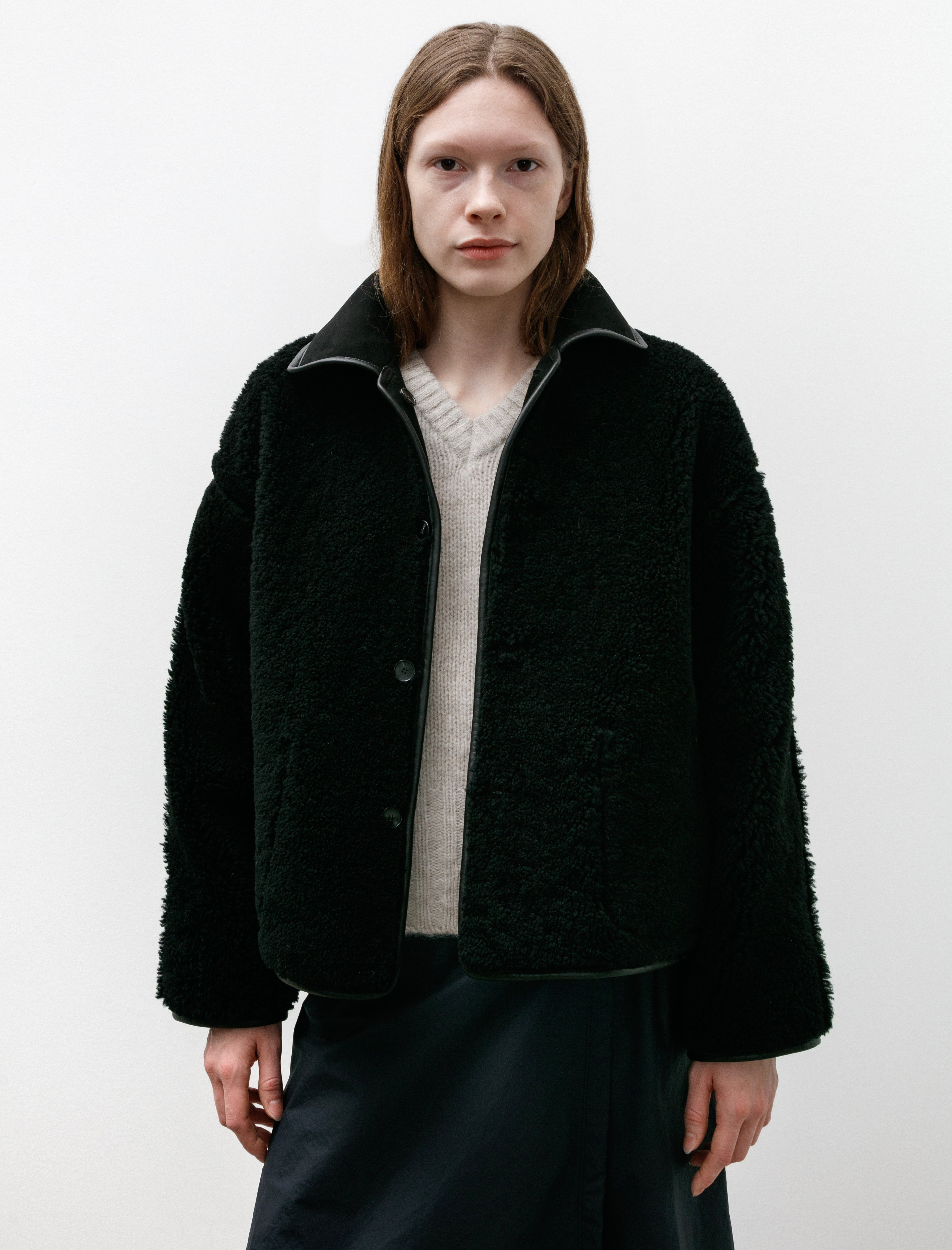 Cawley Suede Back Curly Hair Avis Jacket Black – Neighbour