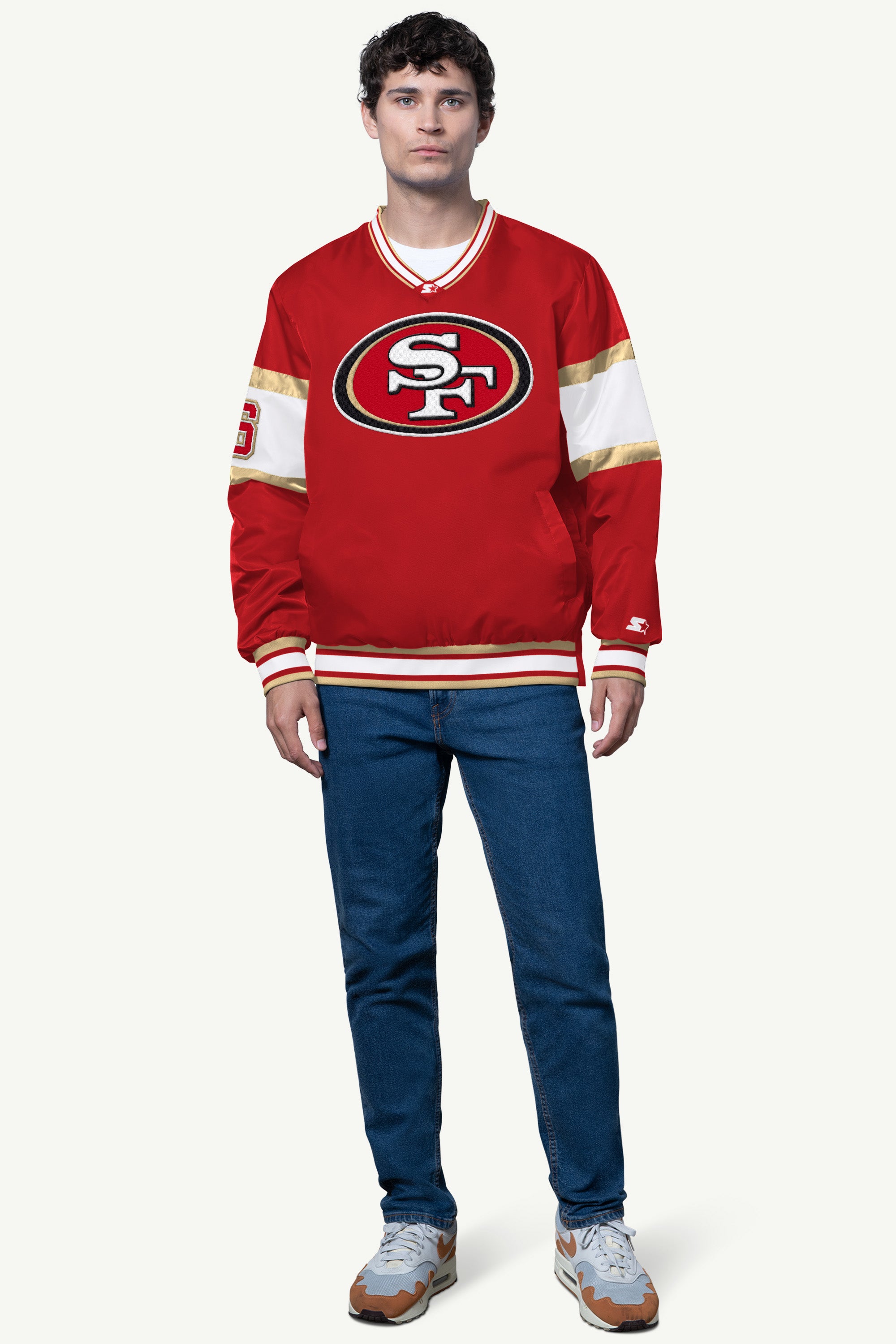 Mens San Francisco 49ers Signal Collar Pullover | NFL | Starter
