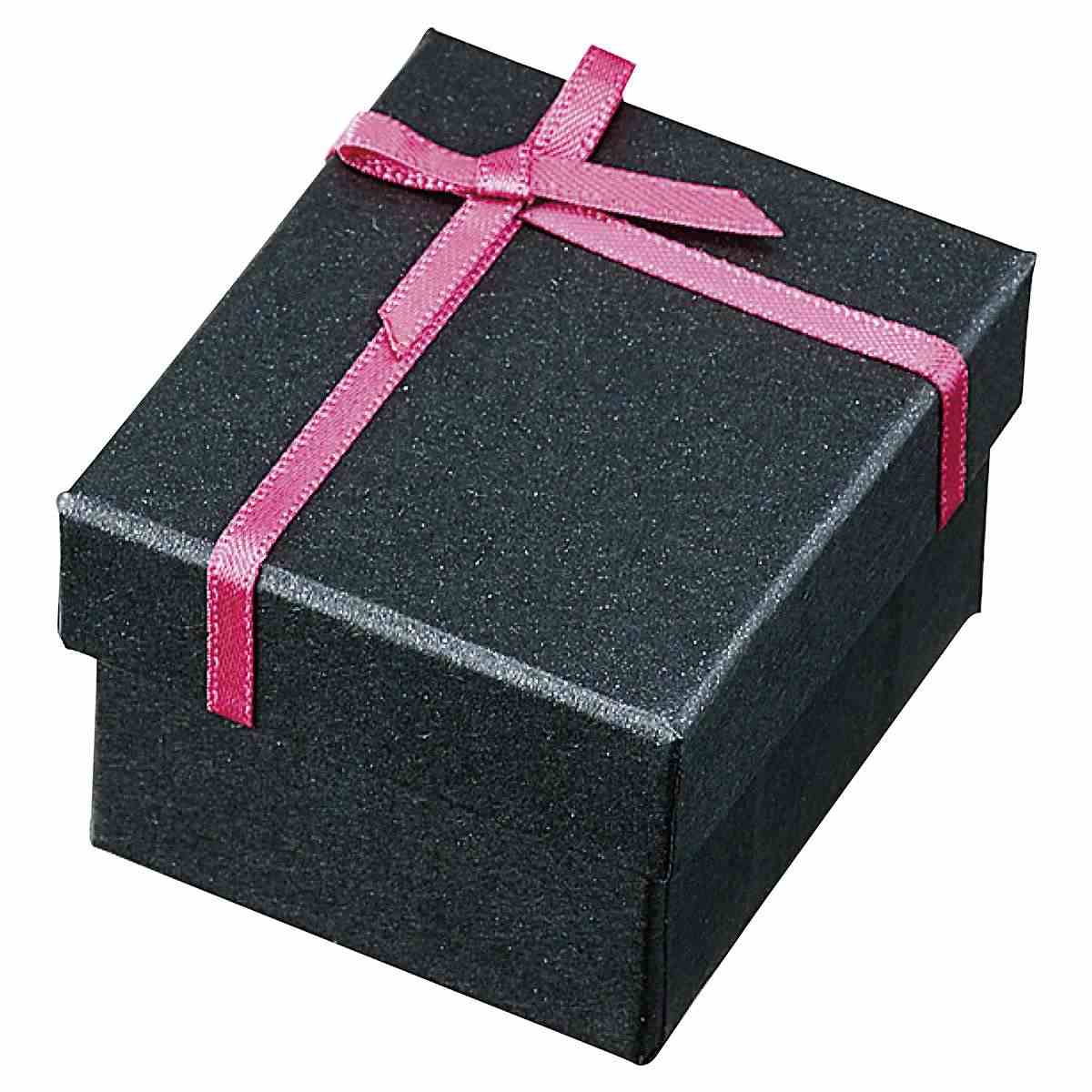アクセサリーボックス リボン付き ブラック 4.2×4.8×3.3cm
