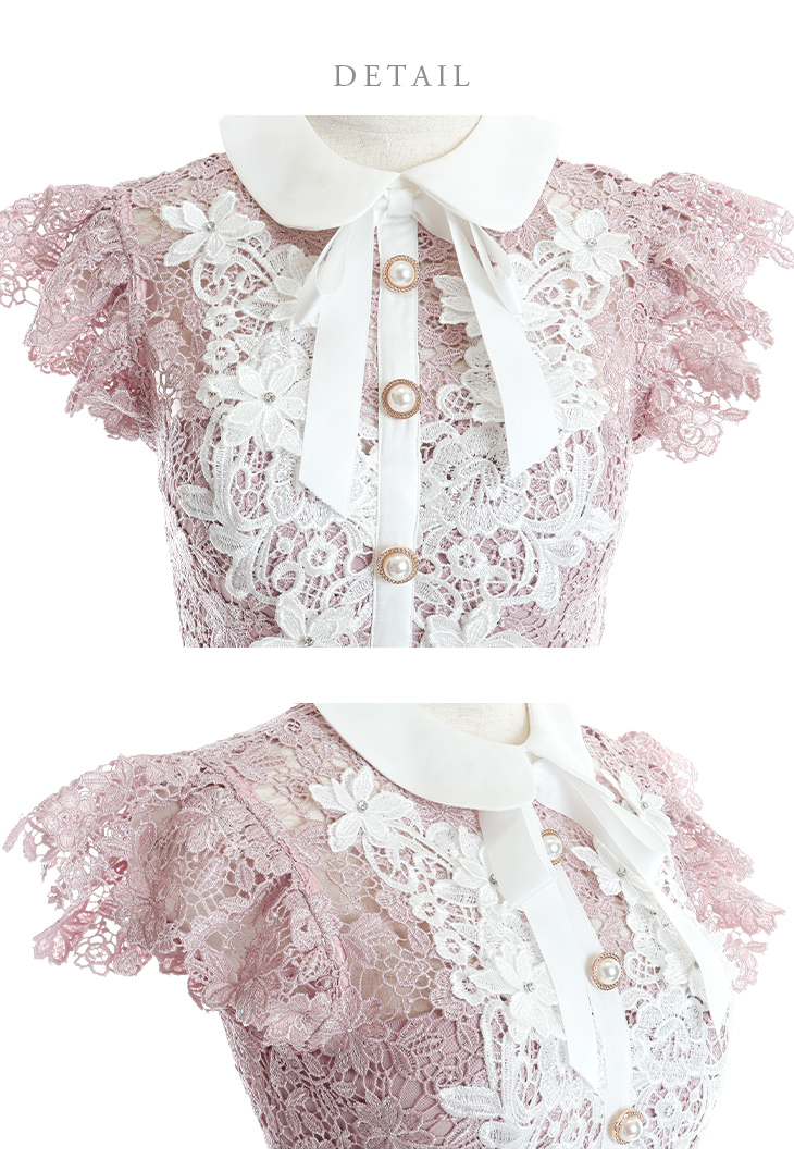 XSサイズあり【ROBE de FLEURS/ローブドフルール】襟付きリボン