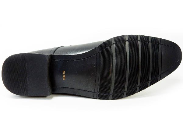 PARASHOE 本革 プレーントゥ ビジネスシューズ 黒 幅広甲高 ワイズ4E