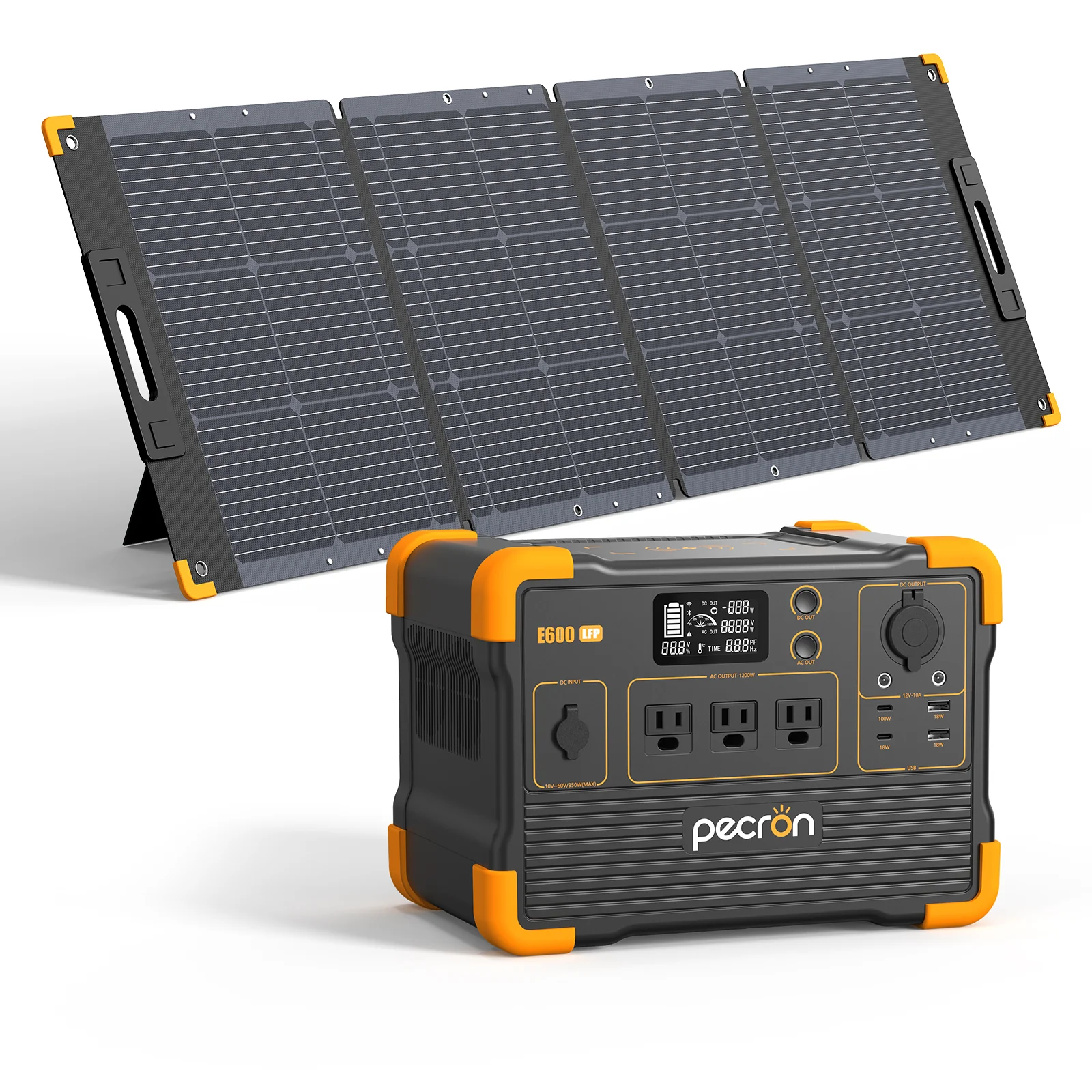 PECRON ポータブル電源 E1500LFP＋200Wソーラーパネル (セット) リン酸