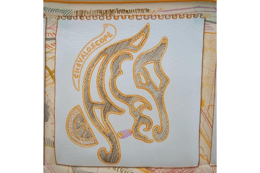 未使用品】 HERMES エルメス カレ90 シュヴァルスコープ オレンジ