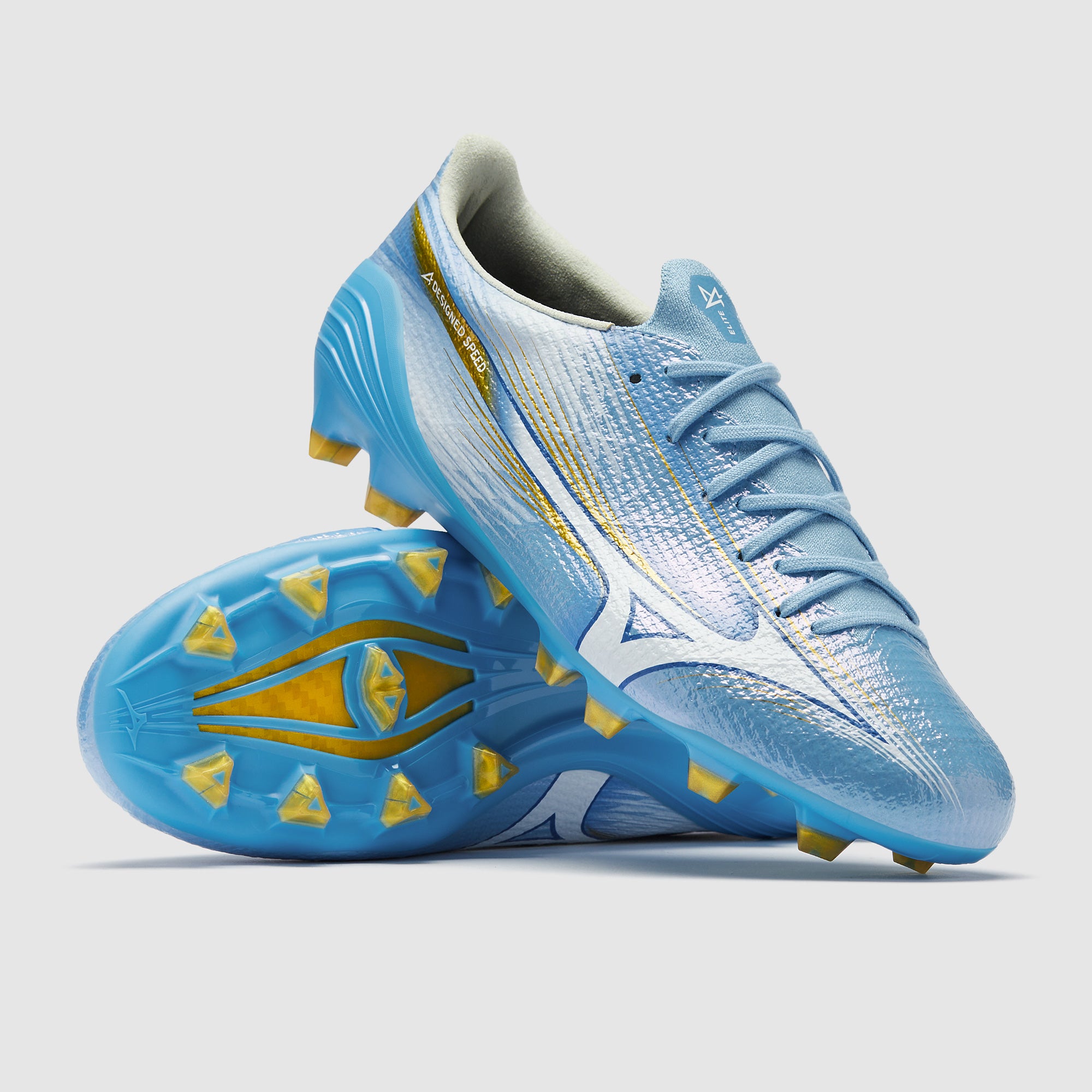 Mizuno Alpha III Elite Firm Ground - Celeste/White - Adult Cleats