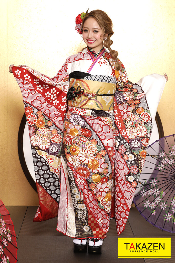 プレミアム古典 白/赤/黒 絞り/花柄 華やか 高級振袖 上品古典振袖 金