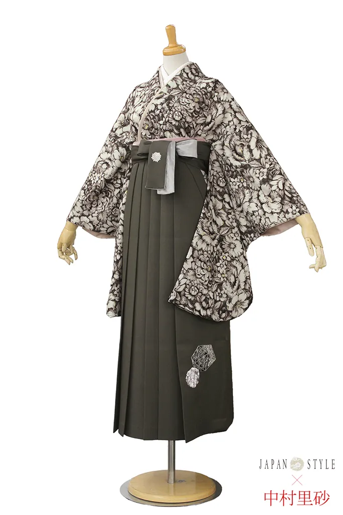 JAPANSTYLE×中村里砂ブランド袴 くすみカラー古典 くすみブラウン(茶色