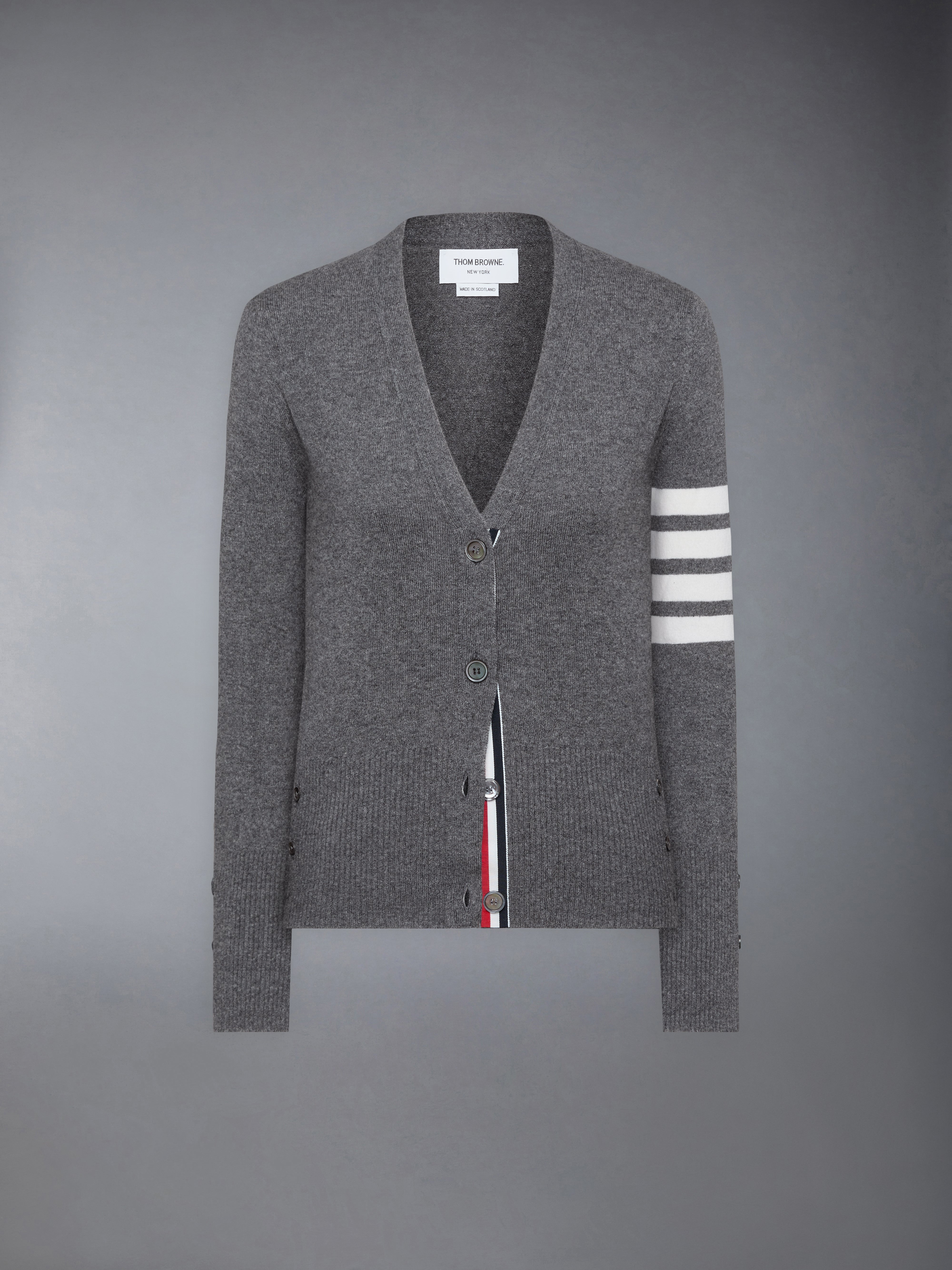 クラシック カシミヤ 4-BAR Vネック カーディガン | Thom Browne