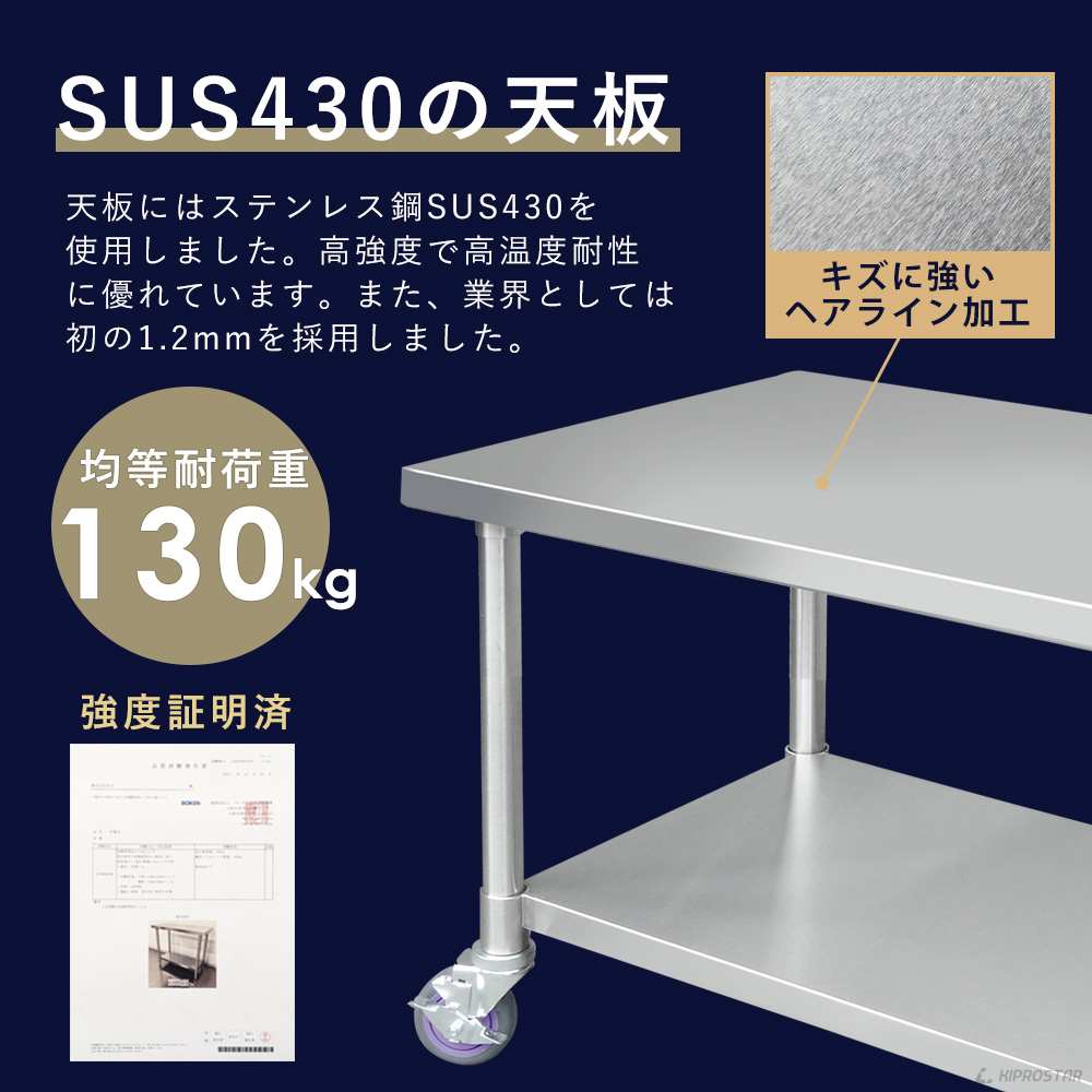 ステンレス作業台 板厚1.2mmモデル 900×600×800 業務用