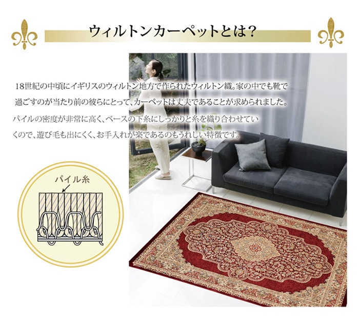 ウィルトン ラグ カーペット じゅうたん トルコ製 75万ノット