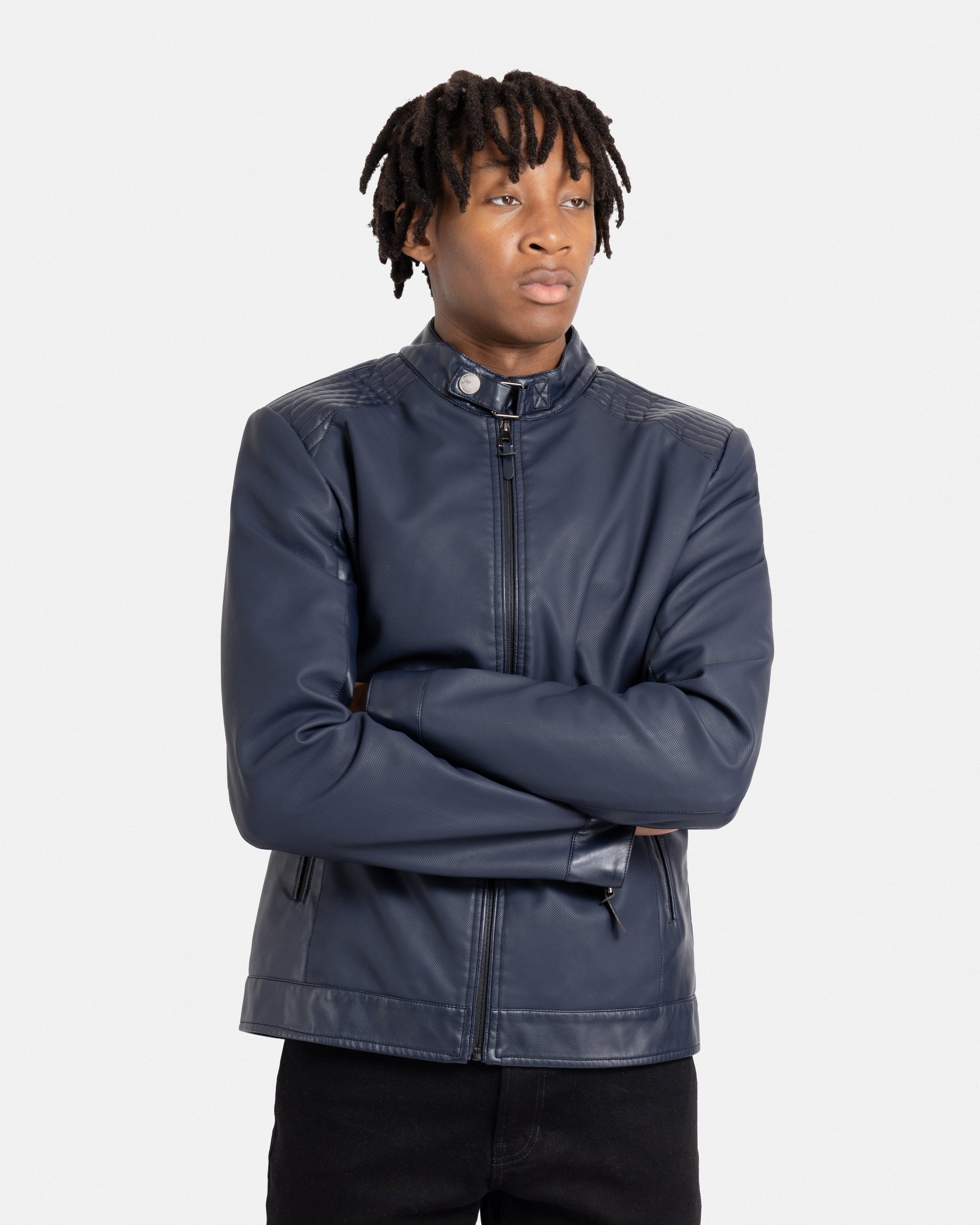 XRAY JEANS Men's PU Racer Jacket With Faux Shearing Lining – X-RAY