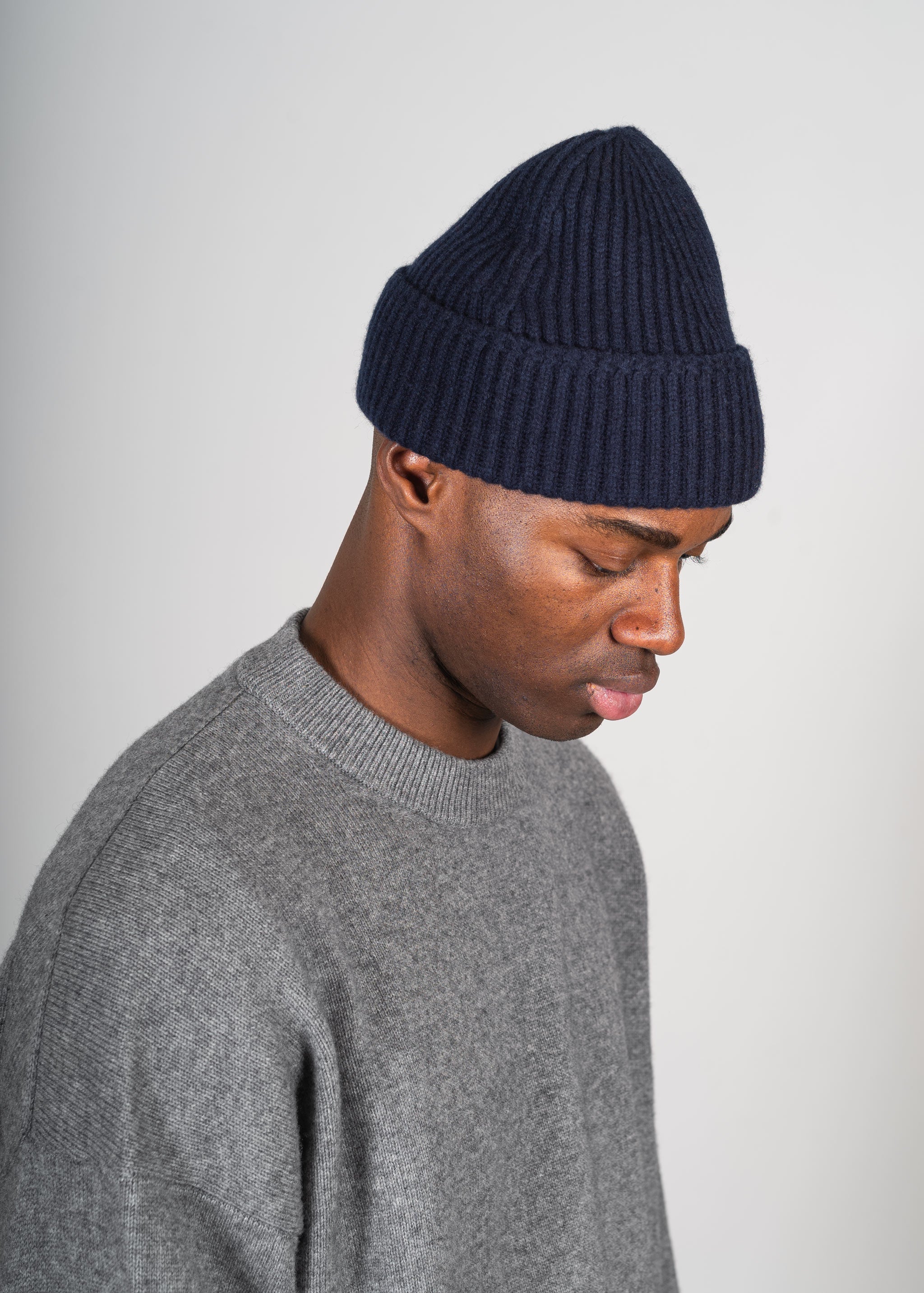 Cashmere Wool Beanie – Yacaia Y-0004 Navy (Unisex)