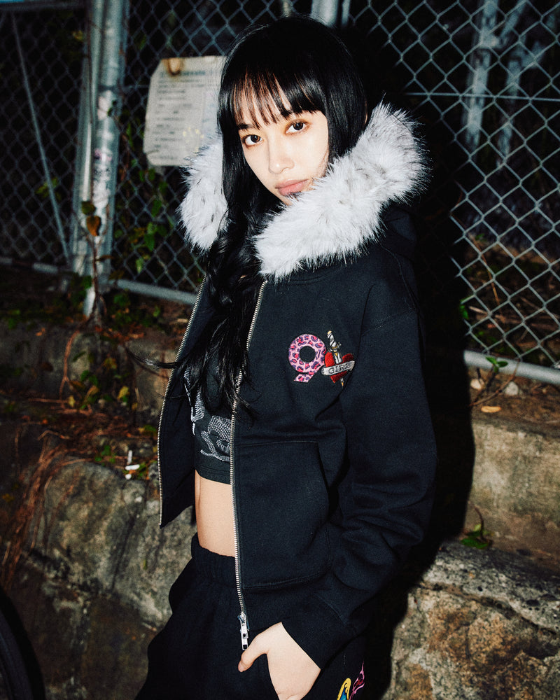 Ed Hardy 90 Logo Fur Zip Hoodie – YZ