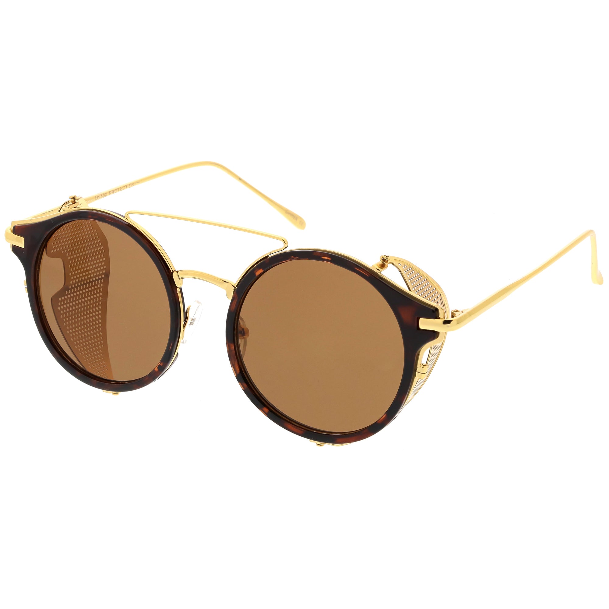 Vintage Dapper Steampunk Side Cover Round Sunglasses - zeroUV
