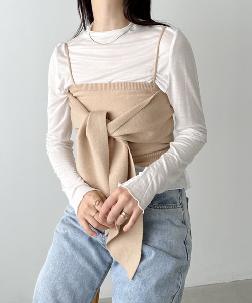 CLEA tシャツ ニットビスチェセットシアートップス メンズ レディース