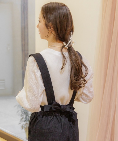 flower サロペット オーバーオール バックリボンサロペット レディース