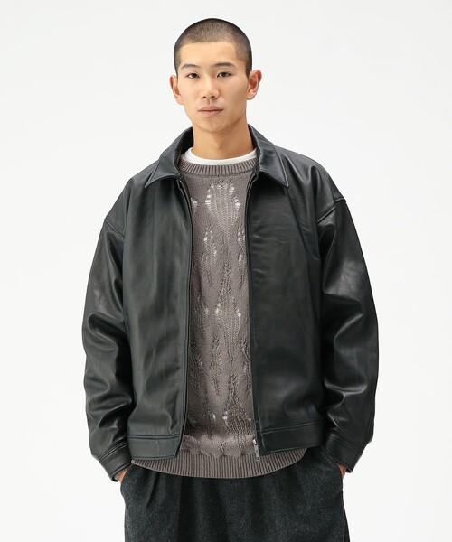 BEAMS（ビームス） ブルゾン アウター ワイドフィット レザー ジップ