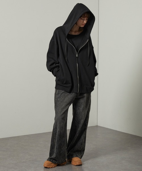 パーカー 「Alfred Alex」Rubber Logo Zip Hoodie/ラバーロゴ