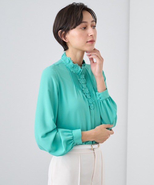 ANAYI（アナイ） ブラウス シャツ ジョーゼットフラワーレース