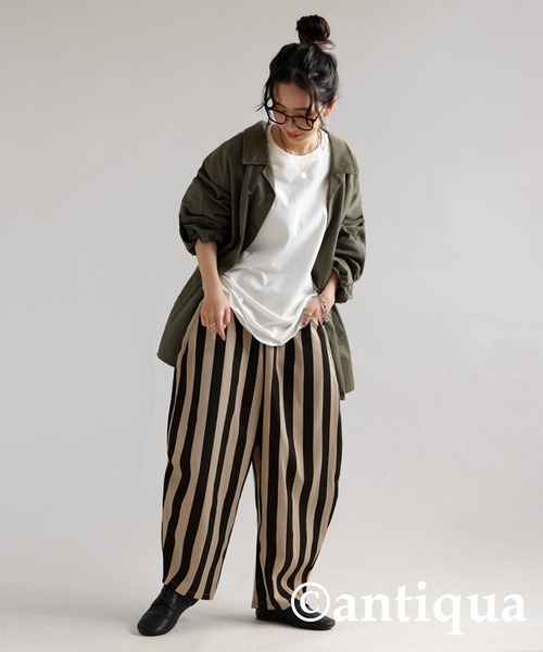 antiqua（アンティカ） パンツ ストライプサーカスパンツ レディース