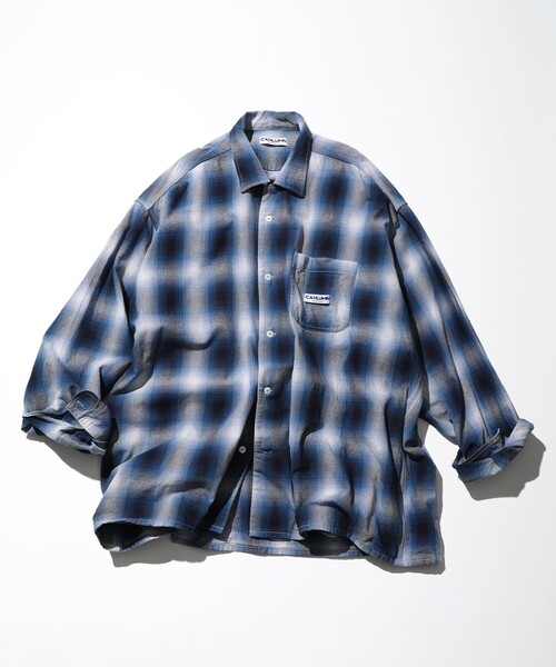 CAHLUMN（カウラム） シャツ Magazine Pocket Open Collar Shirt(Ombre