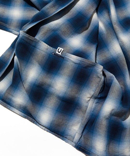 CAHLUMN（カウラム） シャツ Magazine Pocket Open Collar Shirt(Ombre