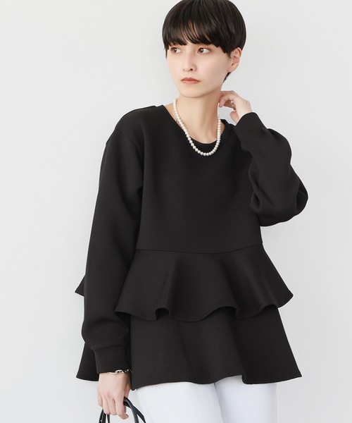 ELFRANK tシャツ ダンボールニットペプラムプルオーバー レディース